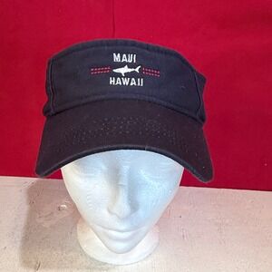 Ouray Sportswear Maui Hawaii Shark Visor Hat Black Cotton Adjustable 8027